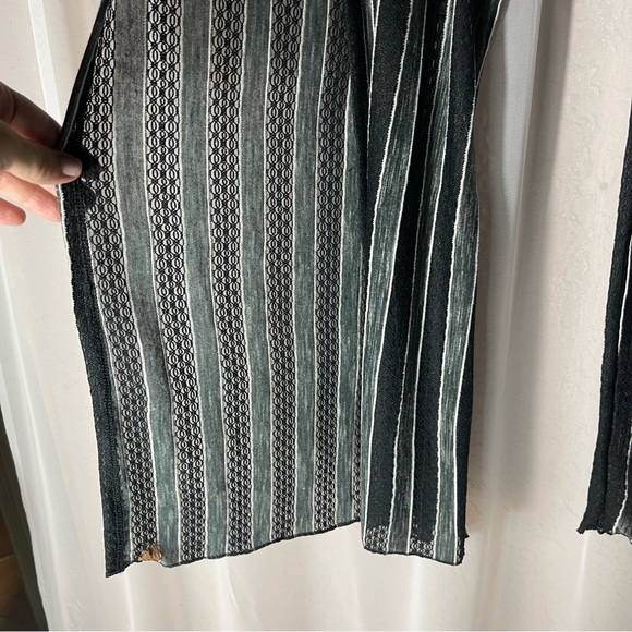 BECCA Crochet Striped Pants Beach Cover-Up Open sides Black & Gray Size S/P - Picture 4 of 16